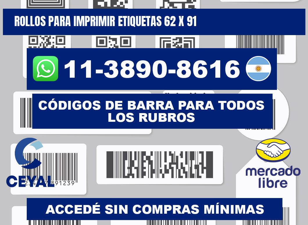 rollos para imprimir etiquetas 62 x 91