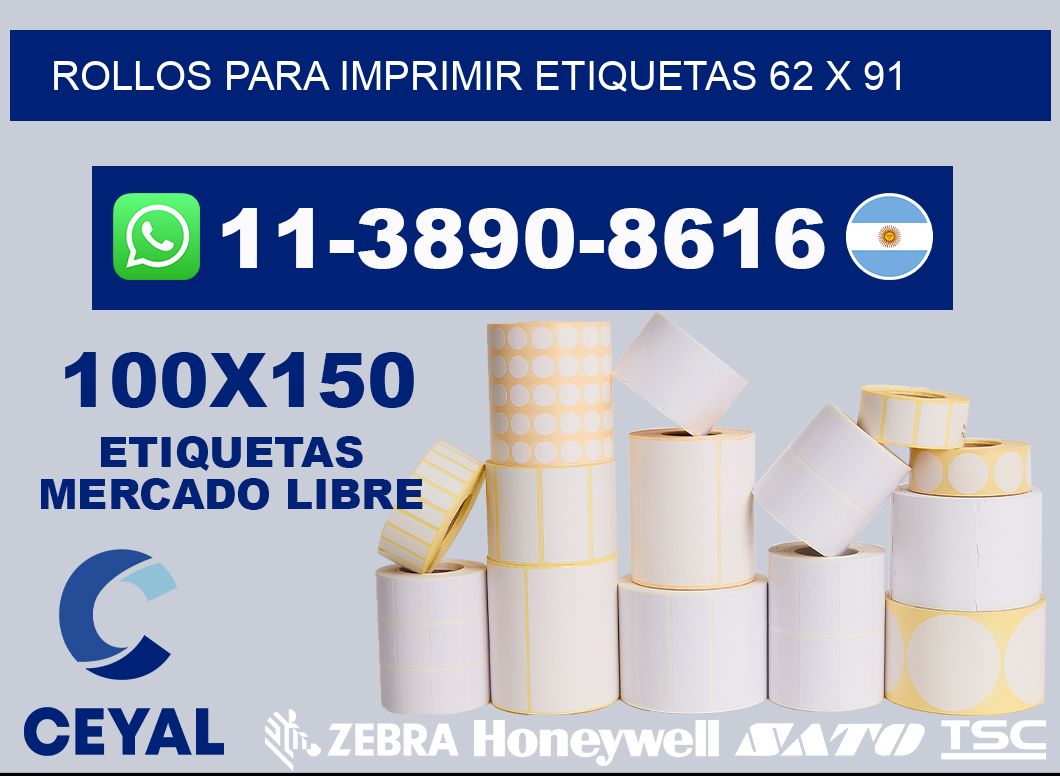 rollos para imprimir etiquetas 62 x 91