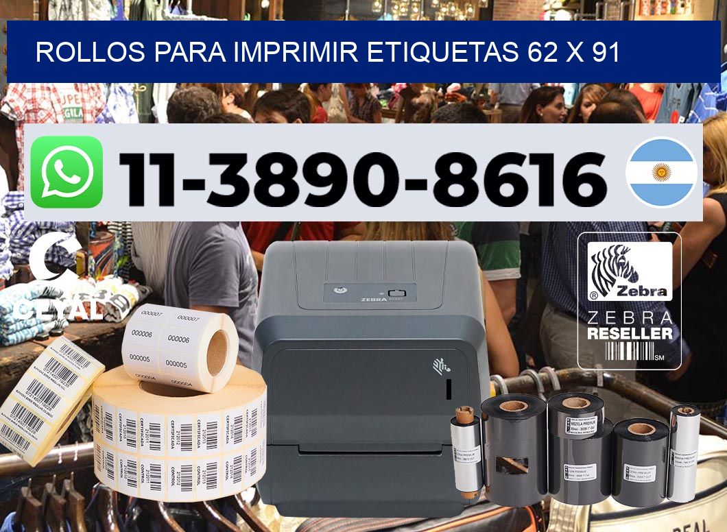 rollos para imprimir etiquetas 62 x 91