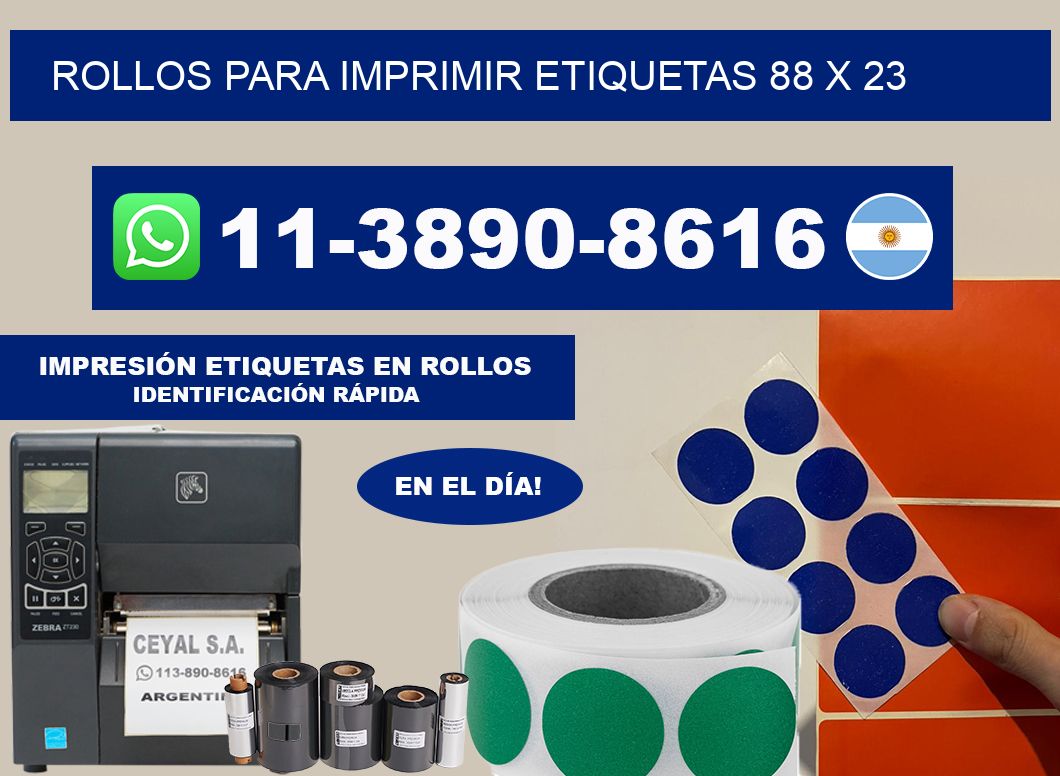 rollos para imprimir etiquetas 88 x 23