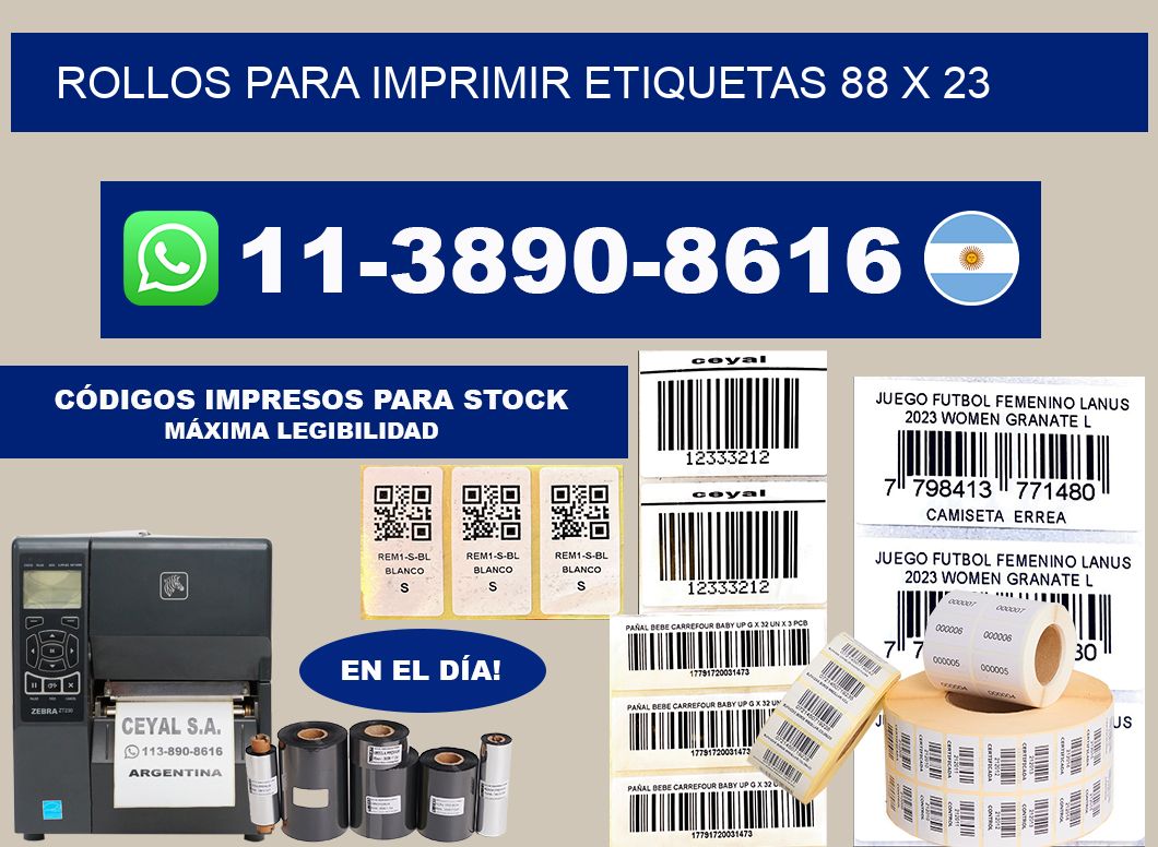 rollos para imprimir etiquetas 88 x 23