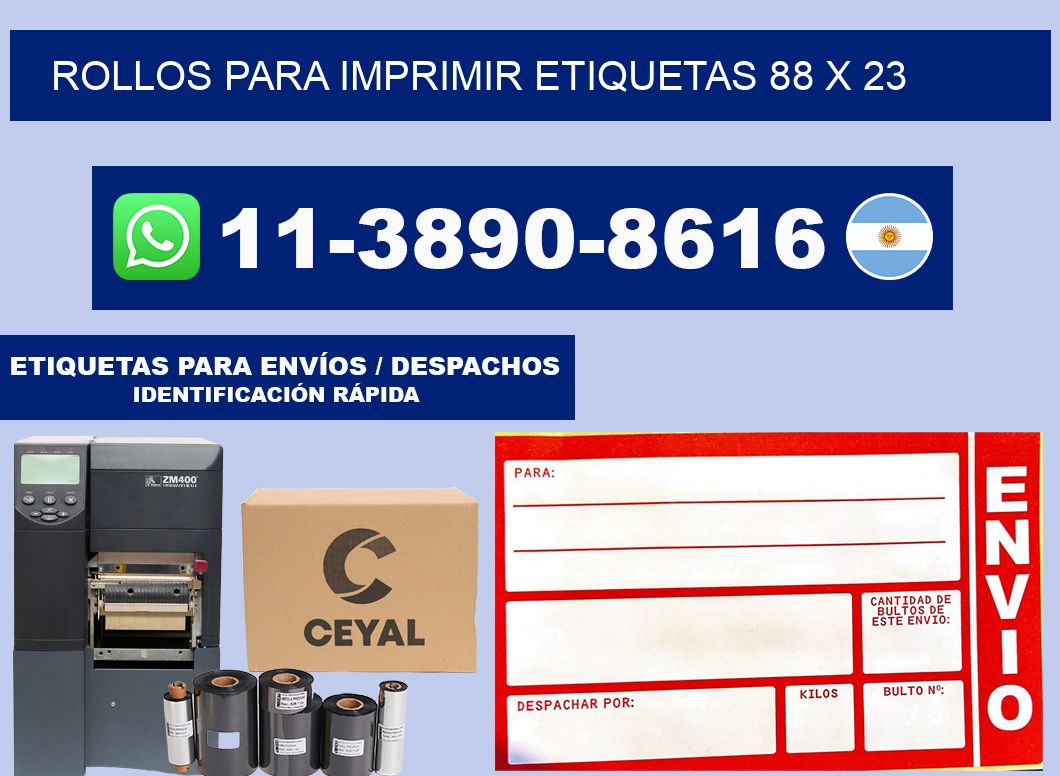 rollos para imprimir etiquetas 88 x 23
