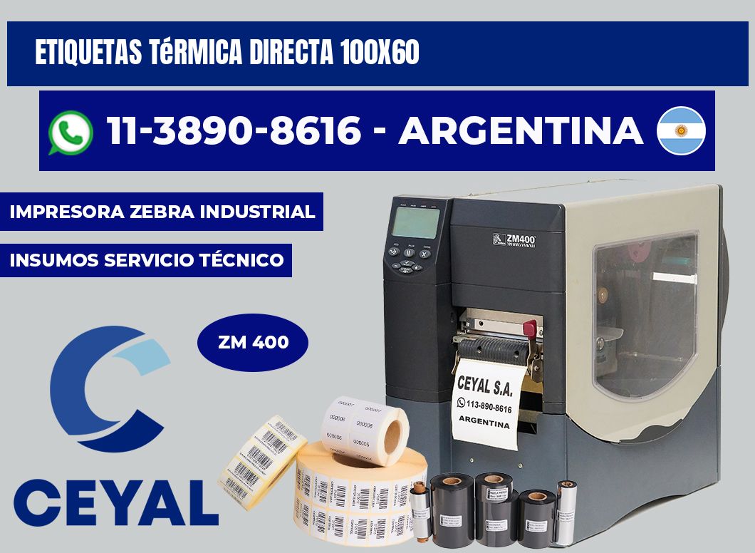 etiquetas térmica directa 100X60
