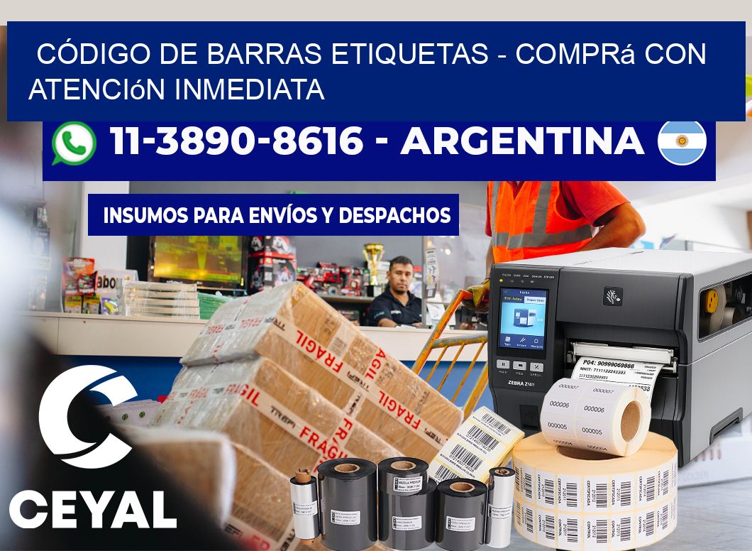 CÓDIGO DE BARRAS ETIQUETAS - Comprá con atención inmediata