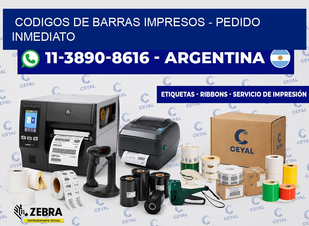 CODIGOS DE BARRAS IMPRESOS - Pedido inmediato
