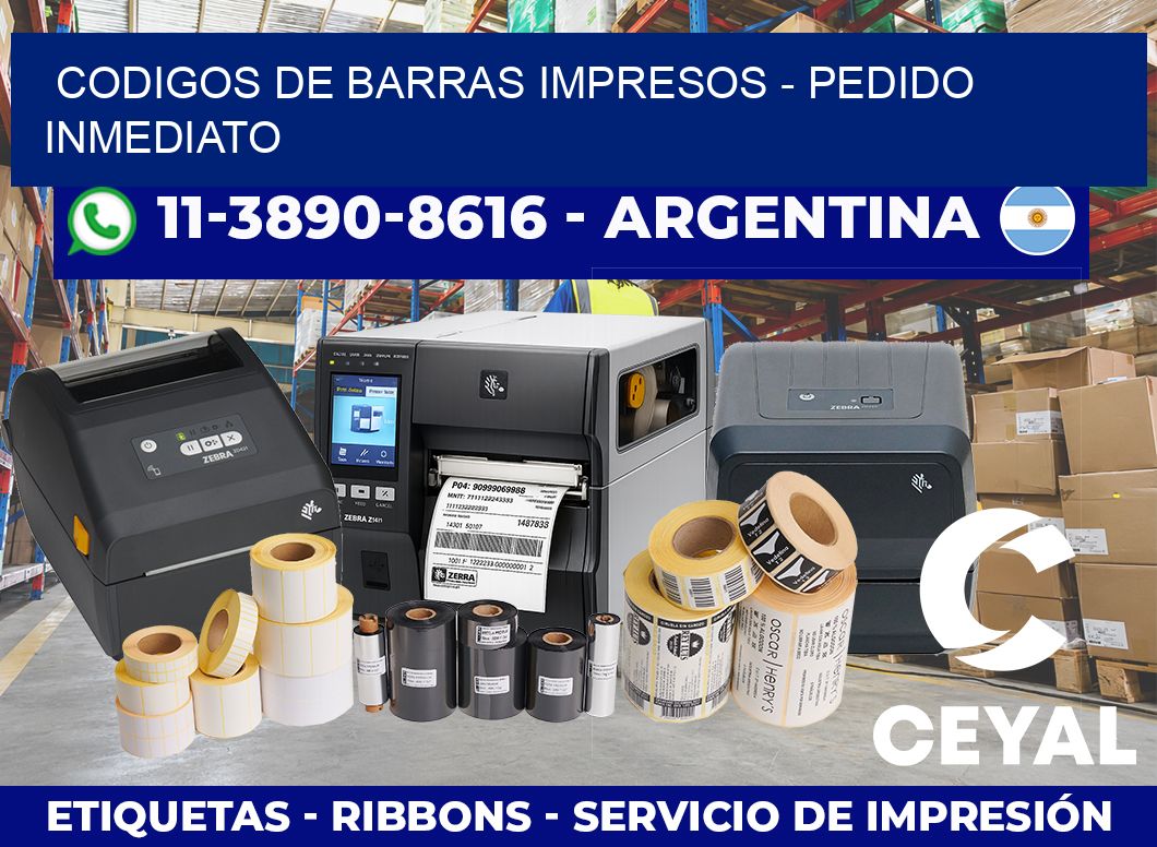 CODIGOS DE BARRAS IMPRESOS – Pedido inmediato