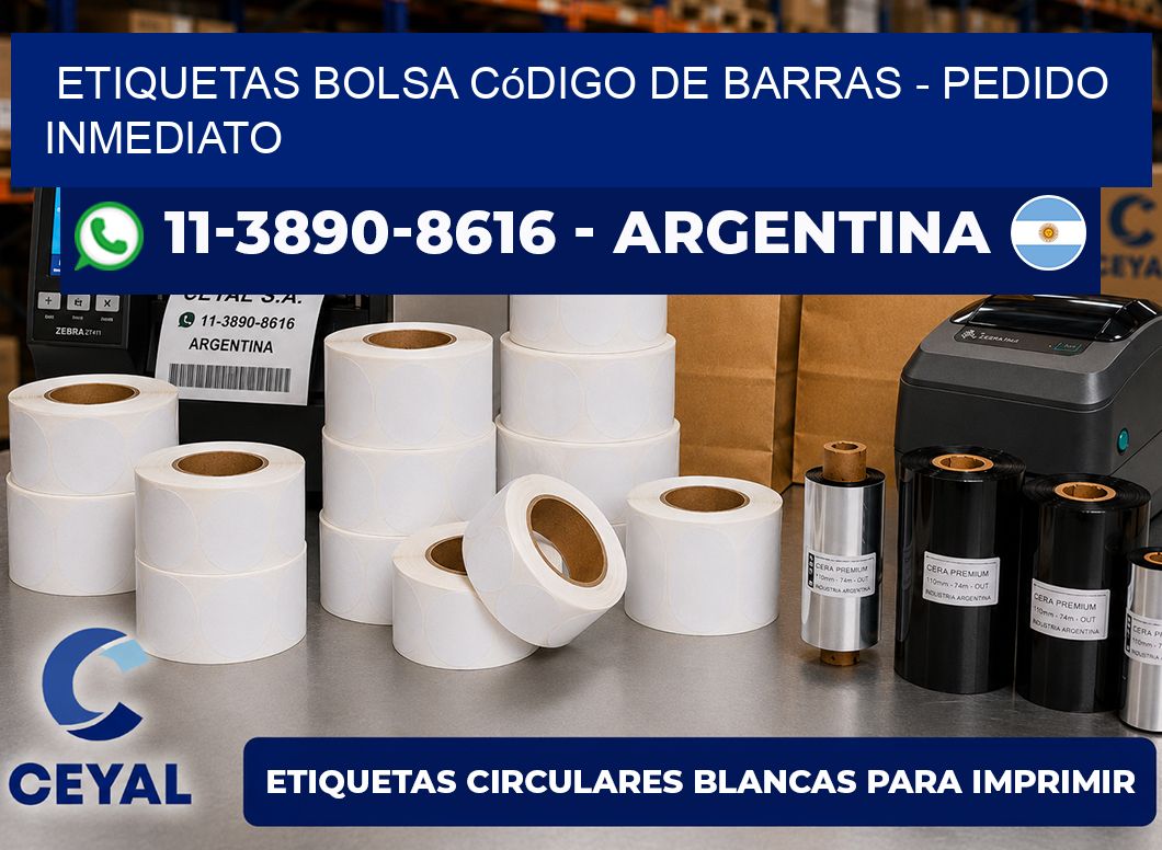 Etiquetas Bolsa código de barras - Pedido inmediato