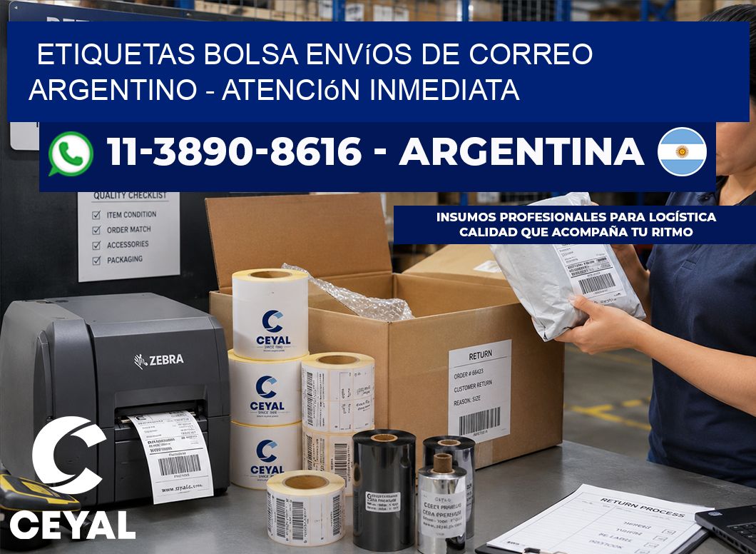 Etiquetas Bolsa envíos de Correo Argentino - Atención inmediata