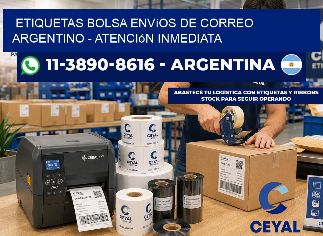 Etiquetas Bolsa envíos de Correo Argentino - Atención inmediata