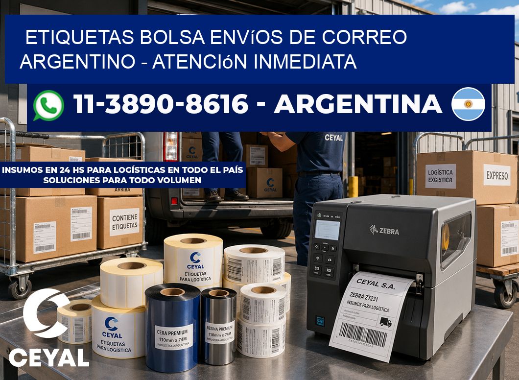 Etiquetas Bolsa envíos de Correo Argentino - Atención inmediata
