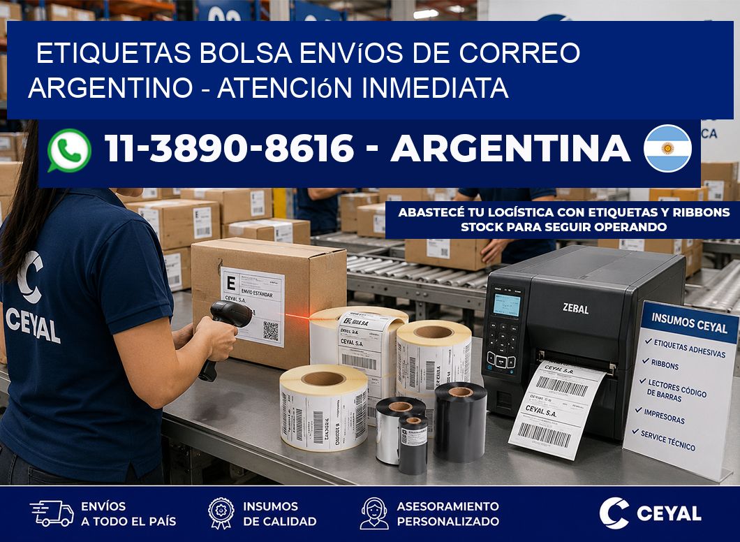 Etiquetas Bolsa envíos de Correo Argentino - Atención inmediata