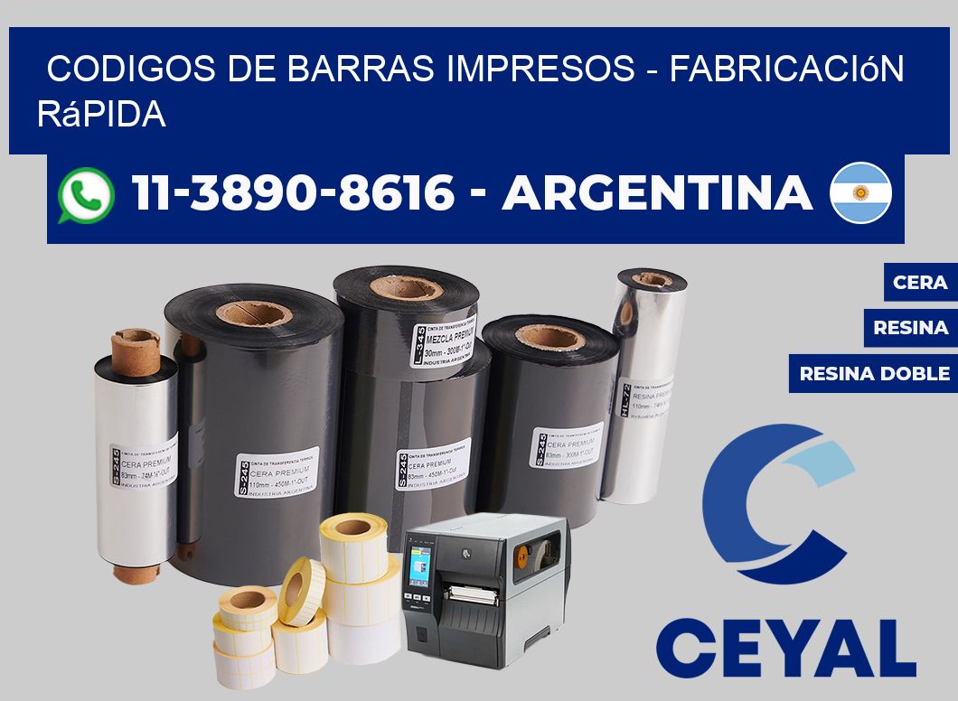 CODIGOS DE BARRAS IMPRESOS - Fabricación rápida