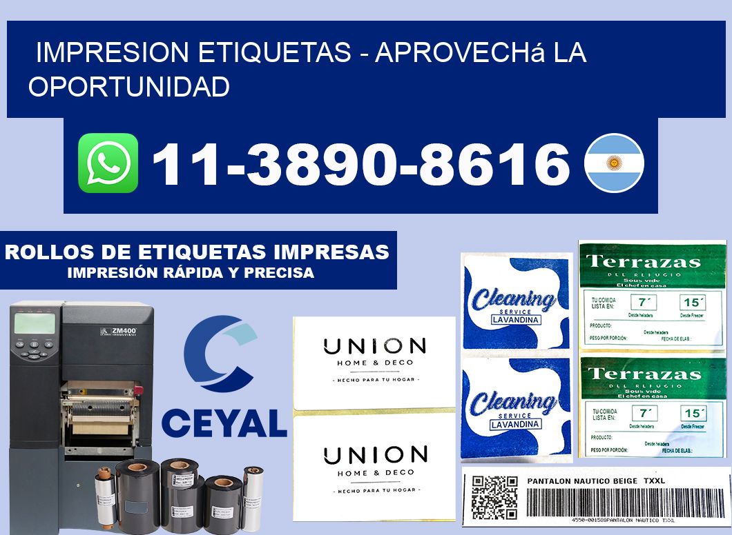 IMPRESION ETIQUETAS - Aprovechá la oportunidad