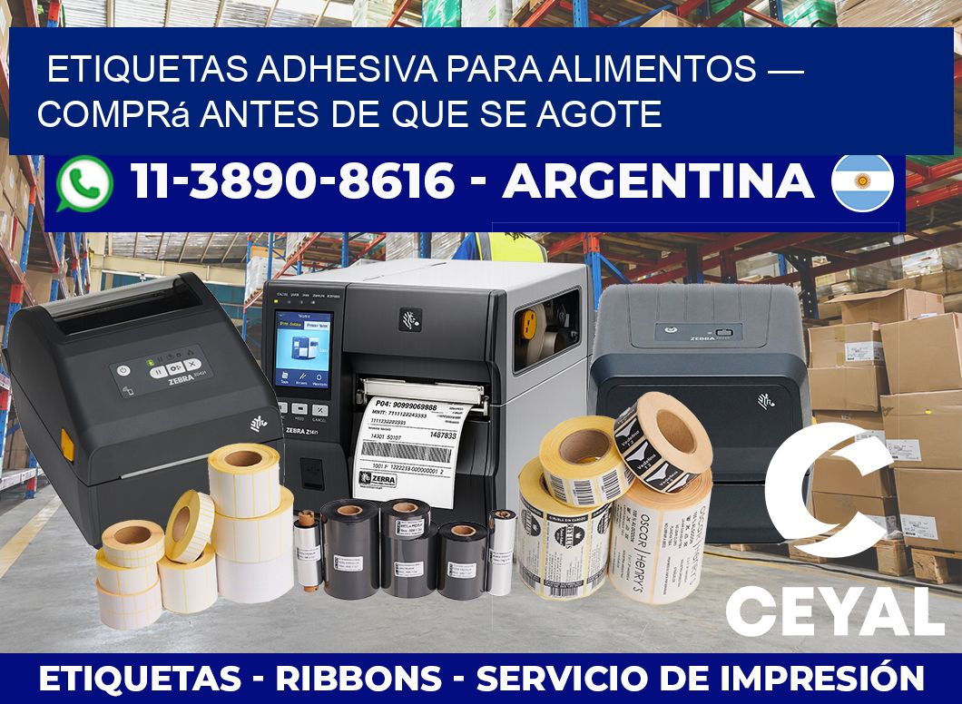 etiquetas adhesiva para alimentos — Comprá antes de que se agote